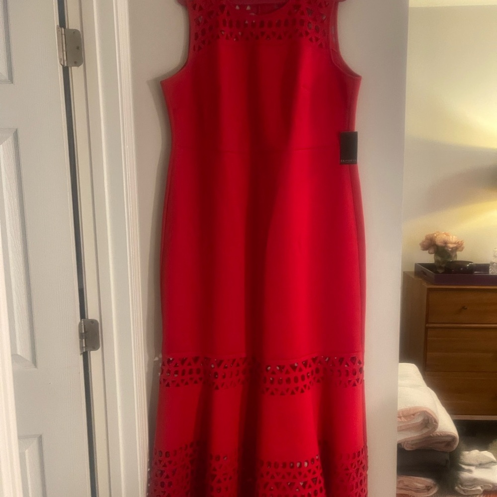 Eloquii Red Midi Dress with Cutout Details - Picture 6 of 6